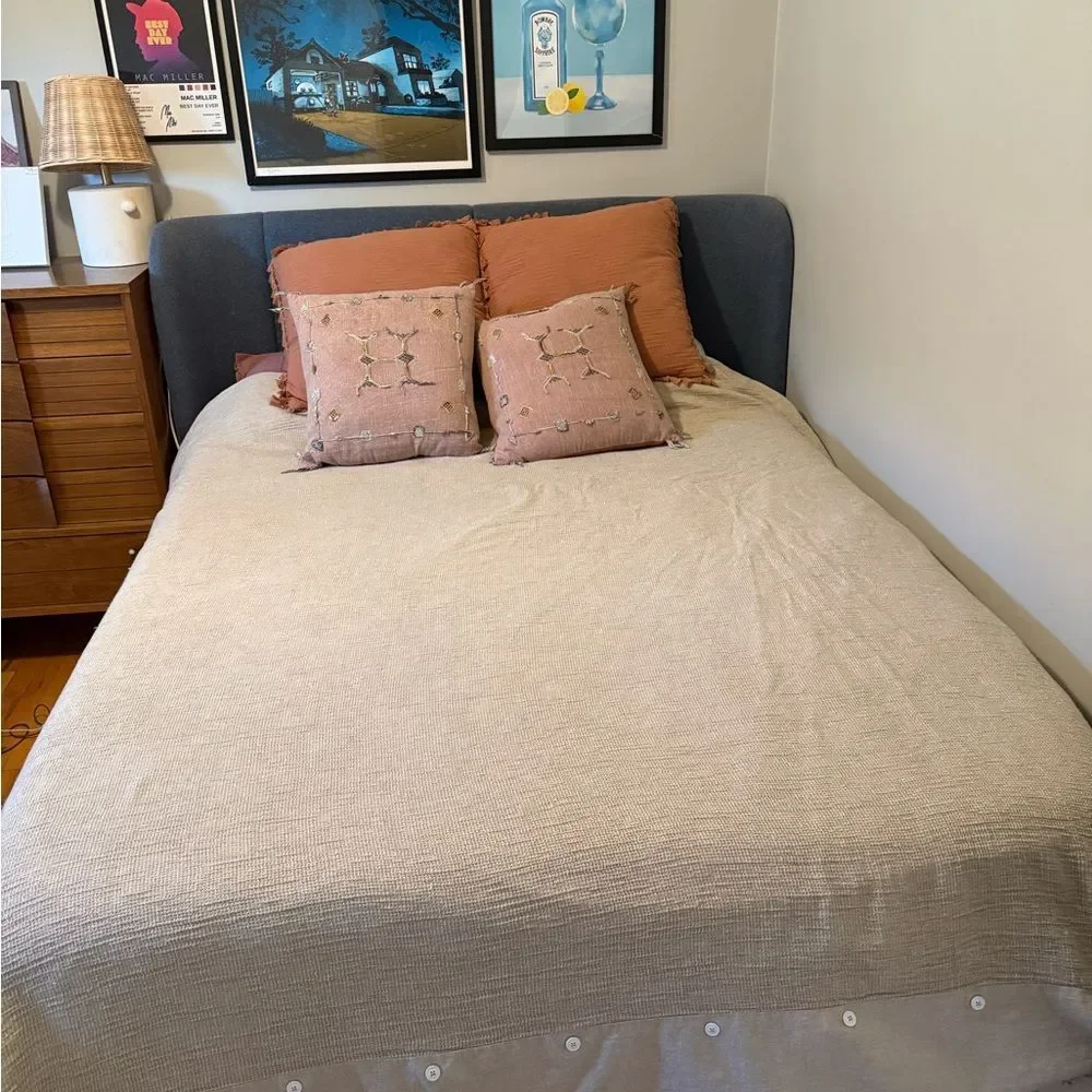 Parachute Honeycomb Linen Blend Duvet Cover in Beige/Cream | Full/Queen